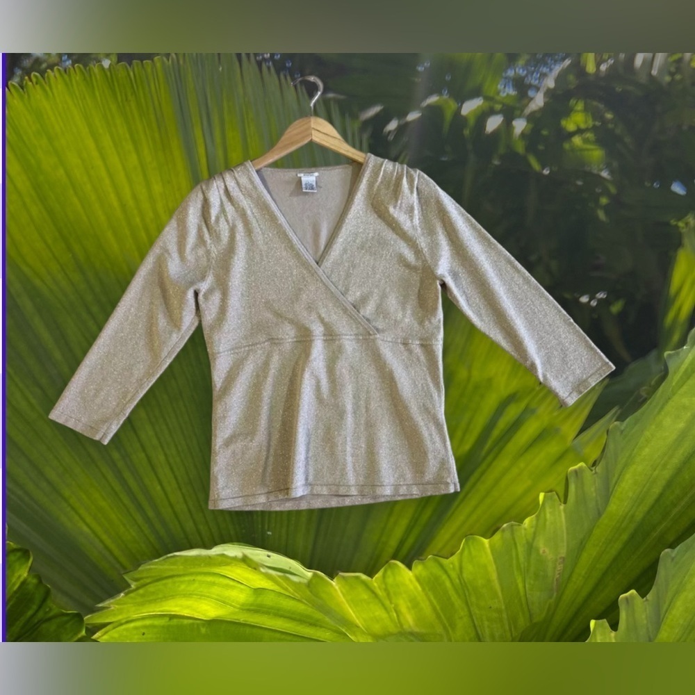 EVELYN Free People Silk Viscoses Lurex Nylon Golden Bright Long Sleeve Size L